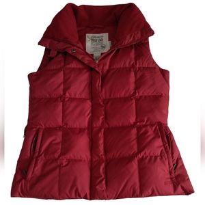 Eddie Bauer Small Red 700 Fill Power Goose Down Full Zip Snap Button Puffer Vest
